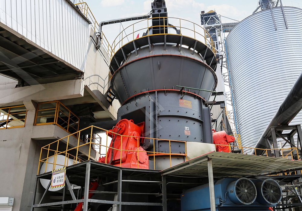 Blast furnace slag being processed in vertical grinding mill