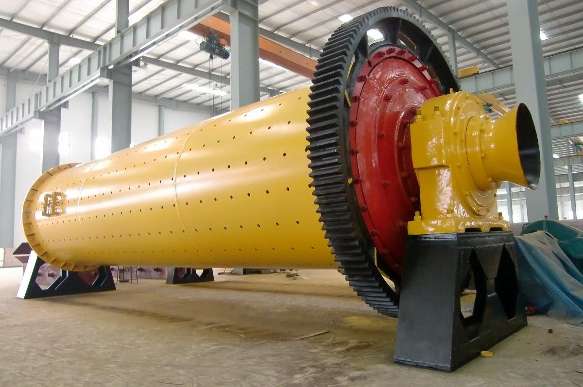 Fly ash ball mill in operation at industrial facility