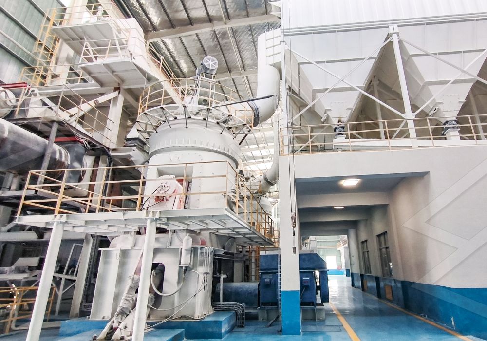 Industrial lithium slag grinding plant with vertical mill in operation