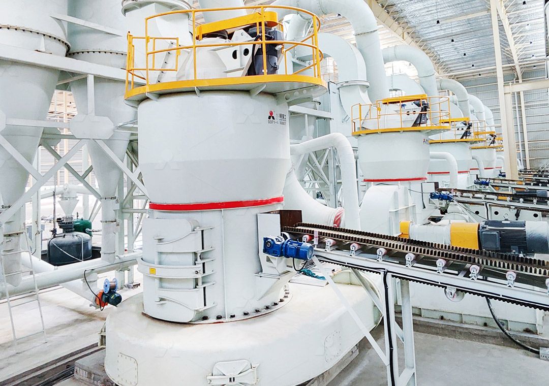 Industrial Raymond mill in operation processing minerals