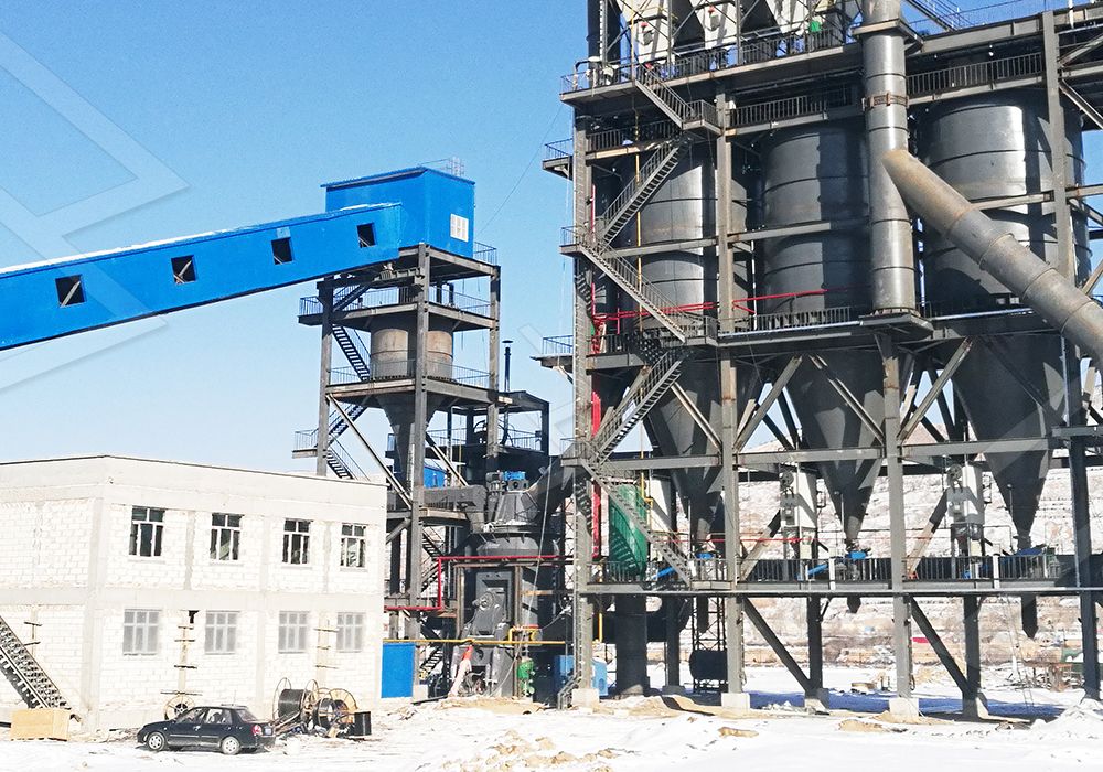 Steel slag being processed in industrial grinding mill
