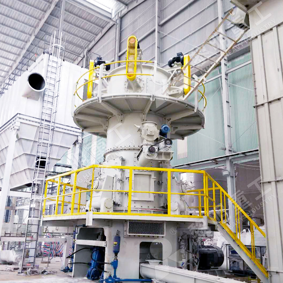 A complete industrial grinding plant installation showing mills, classifiers, and ductwork