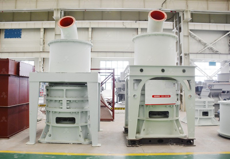 Finished limestone powder output from LUM Ultrafine Vertical Grinding Mill showing pure white consistency