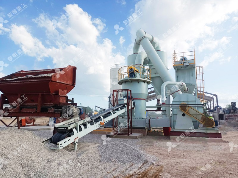 Finished potassium ore powder product in bags, showing consistent white color and fine texture after grinding