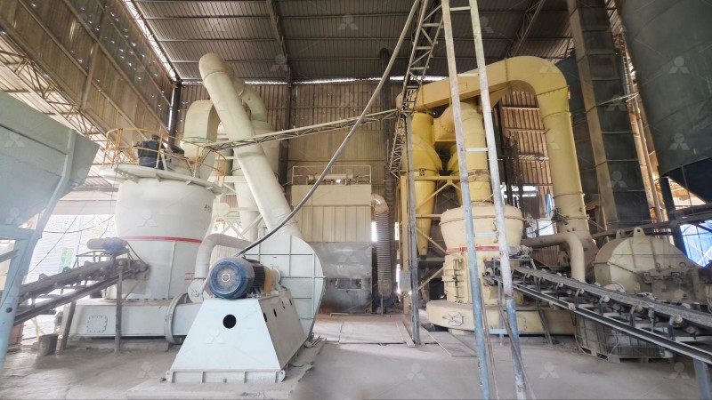 Internal view of MW Ultrafine Grinding Mill showing grinding rollers and ring