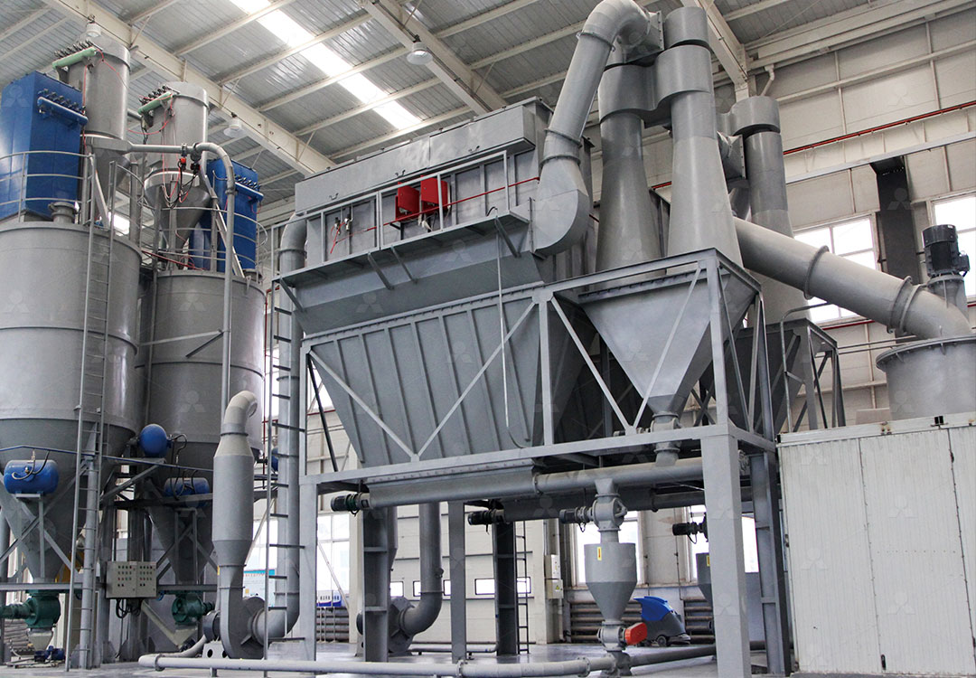 Interior view of MW Ultrafine Grinding Mill, showing grinding roller and ring assembly for ultra-fine powder processing
